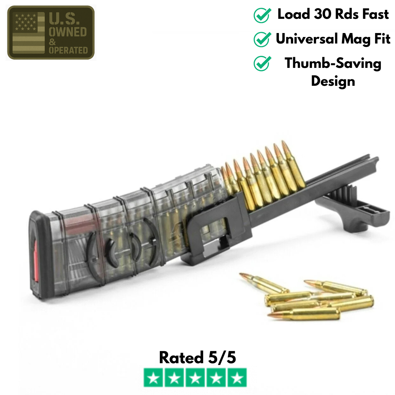 Rated4.55_5 QuickLoad™ Tactical Speed Loader – Fast, Universal Mag Loader for AR & Pistol - Image 1