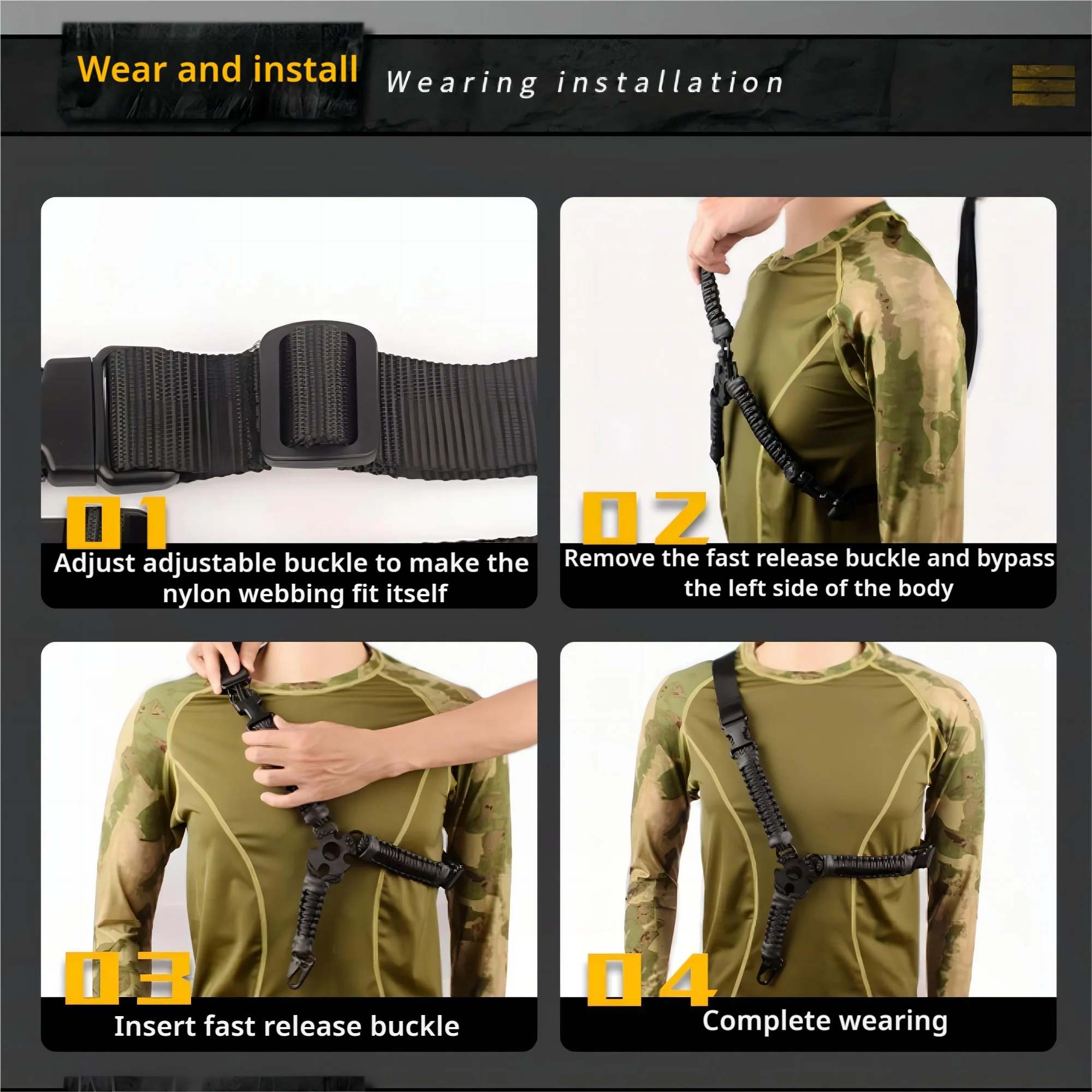 Rifle sling adjustable nylon