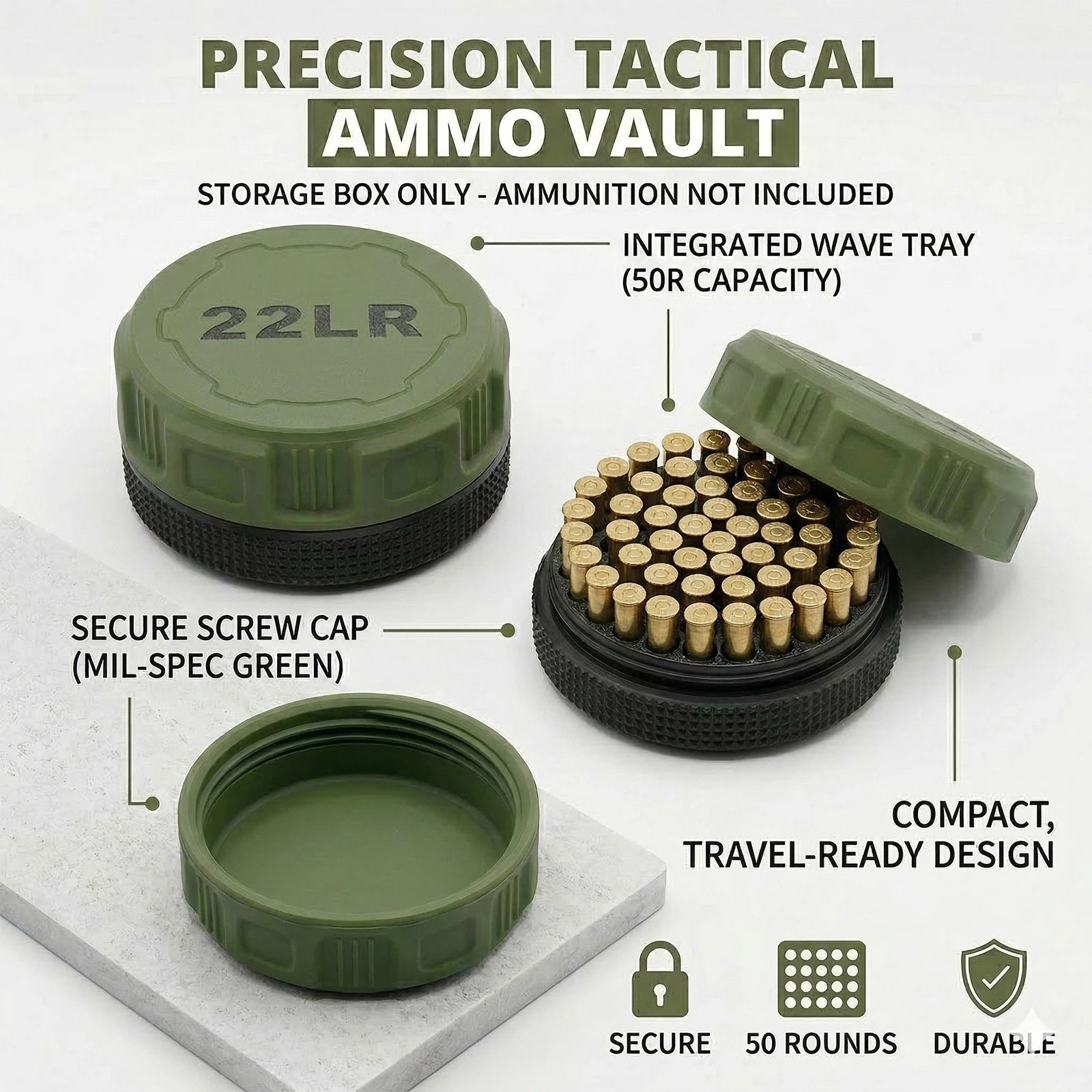 BattleGear Mini .22LR Ammunition Storage Box — compact pocket-size design