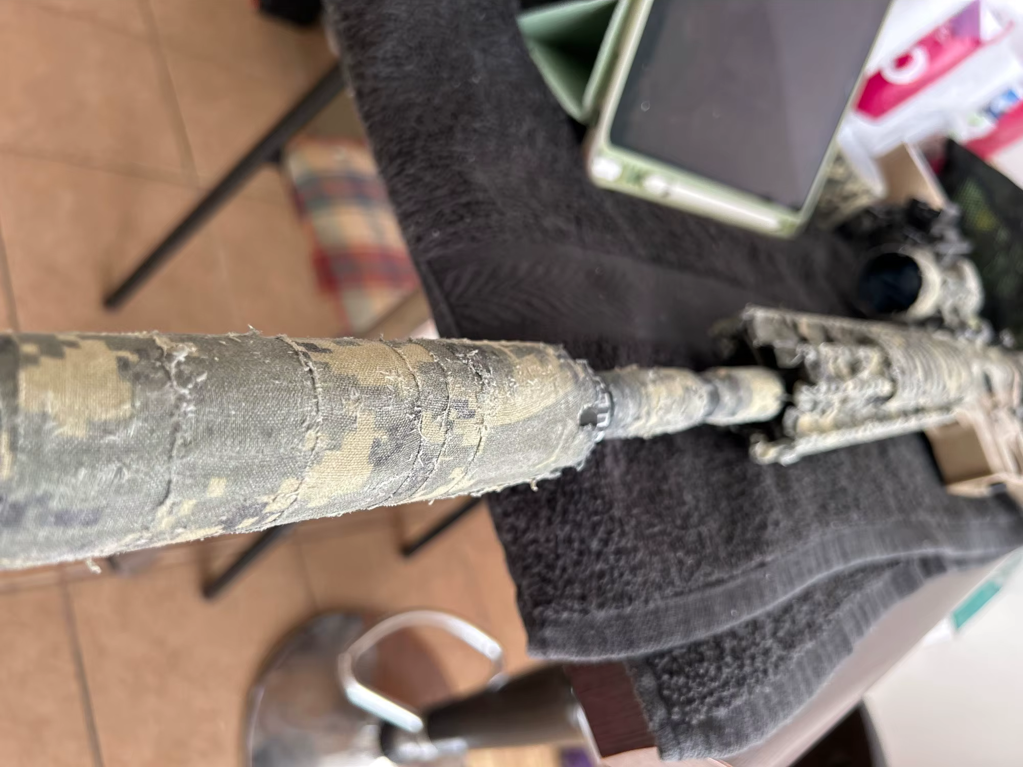 camouflage wrap for rifle and scope concealment