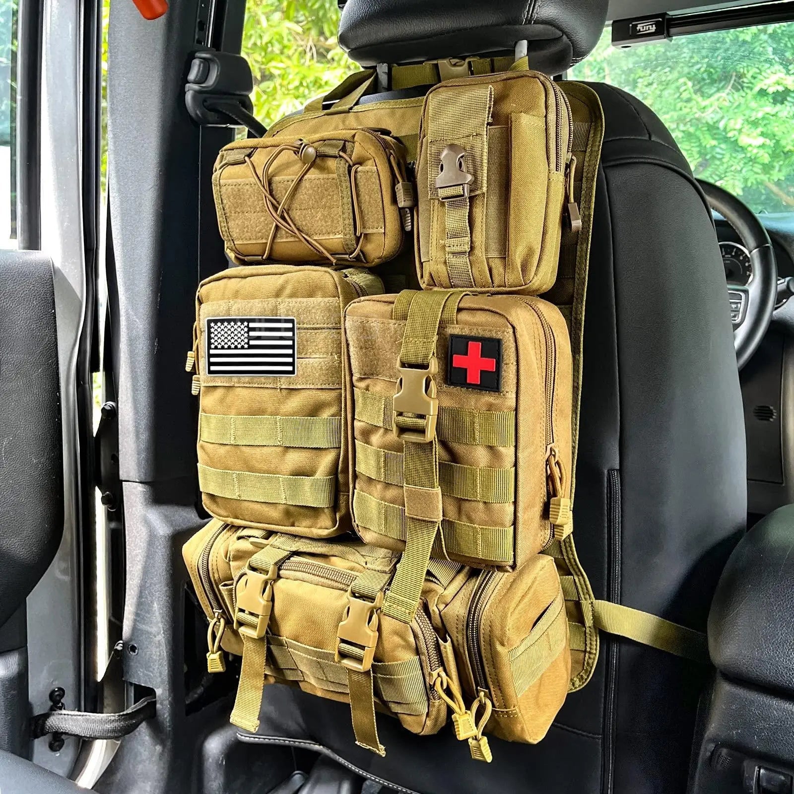 tactical-backseat-car-organizer-5-molle-pouches-611269 Tactical Backseat Car Organizer + 5 Molle Pouches - Image 1